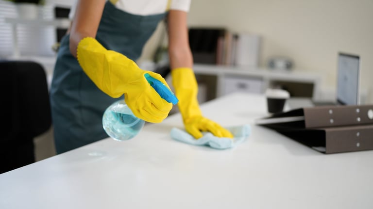 Professional surface cleaning and disinfection